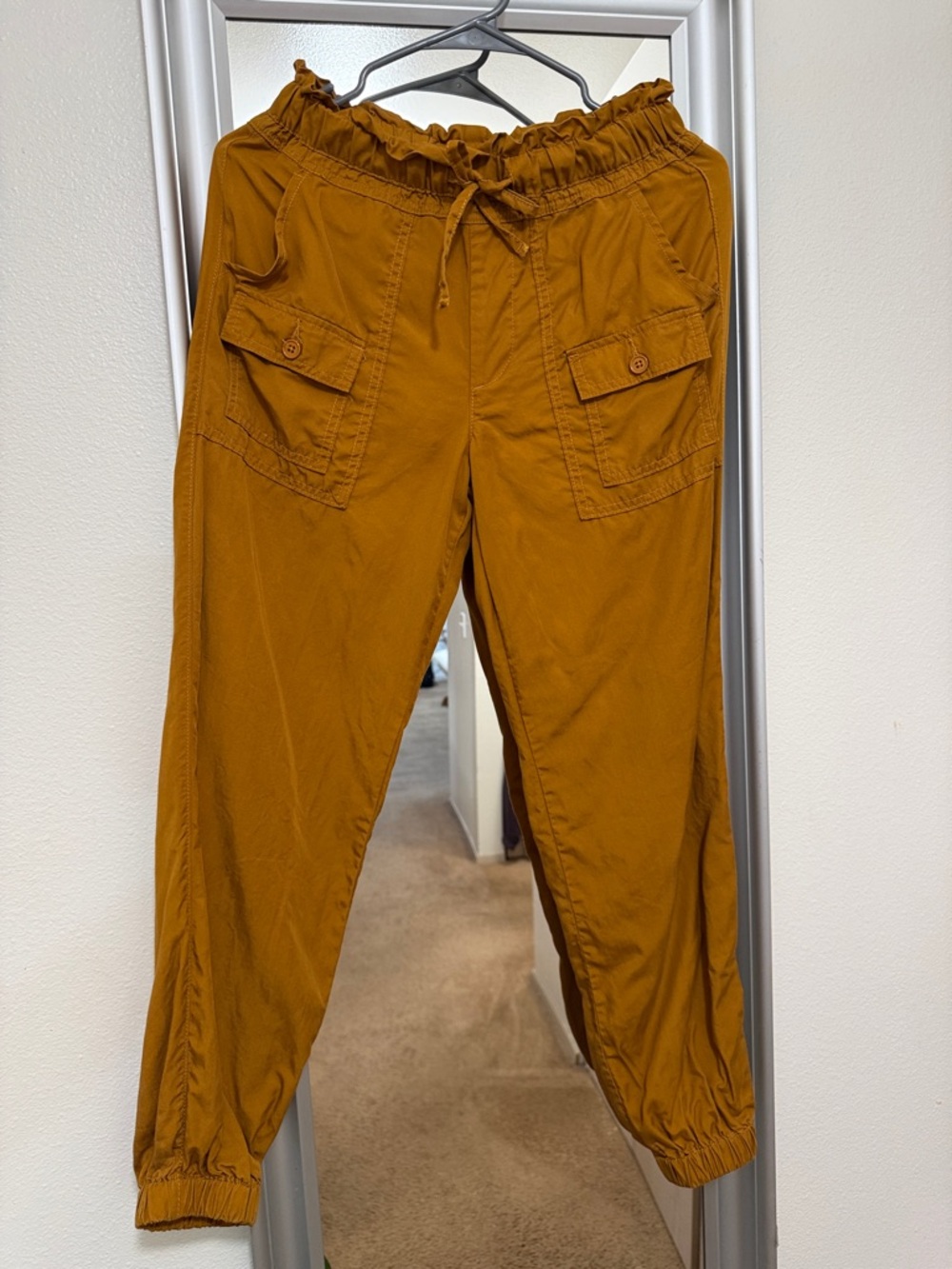 Casual Cargo Jogger Pants - Mustard Brown